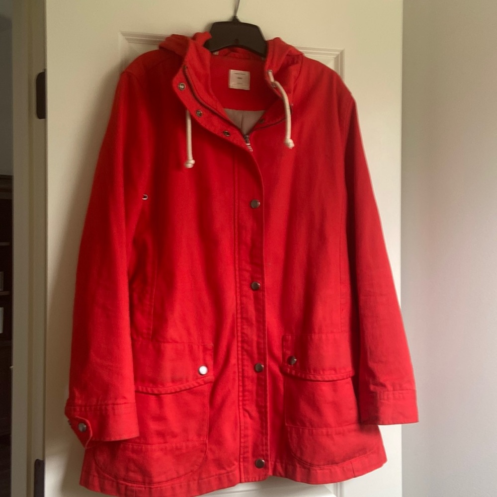GAP Red Hooded Fisherman's Jacket Large